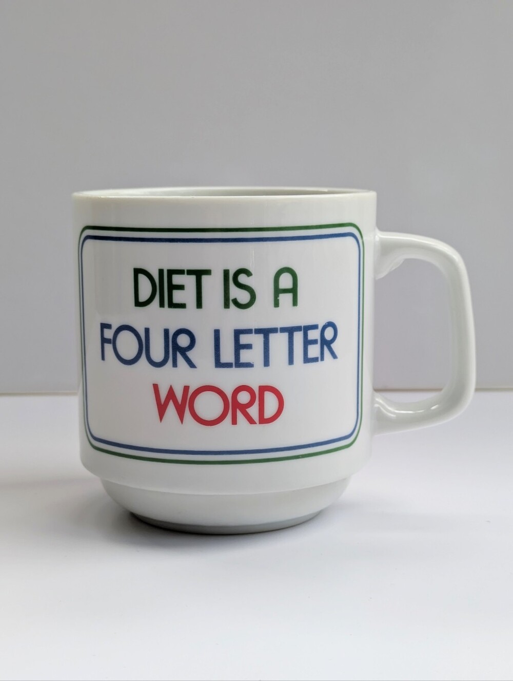 Vintage Papel Coffee Mug Diet is a Four Letter Word Hand Decorated Ceramic Japan